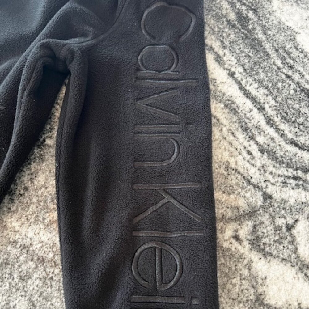 Calvin Klein Performance Fleece Hoodie Womens M Black Good Zip Up Logo Sleeve - Picture 3 of 9